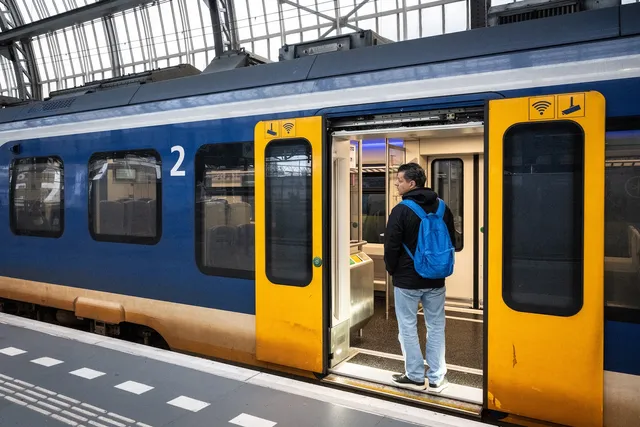 reiziger in trein van NS.