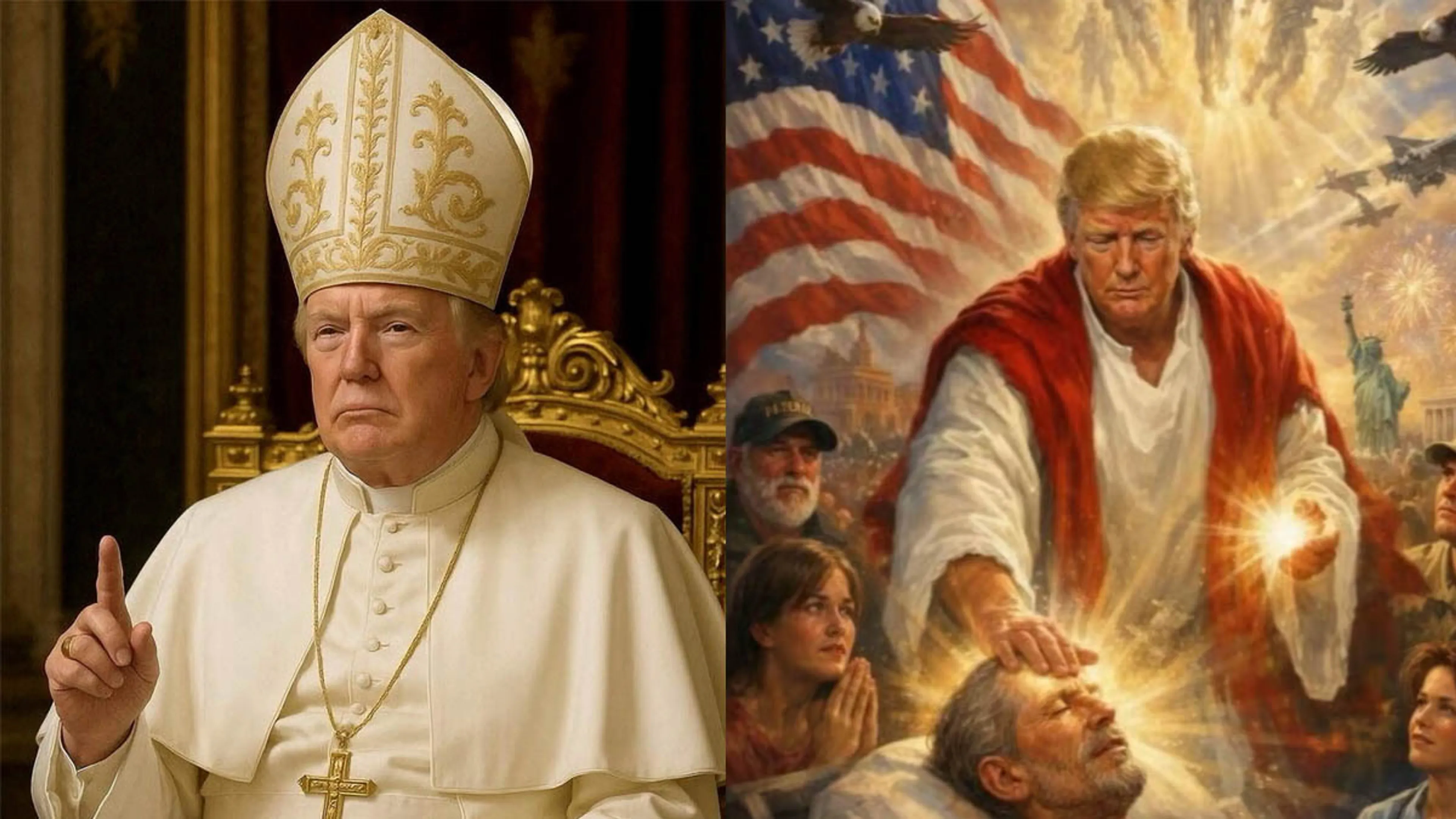 Donald Trump beeldt zichzelf af als Paus op Truth Social en als Jezus op X