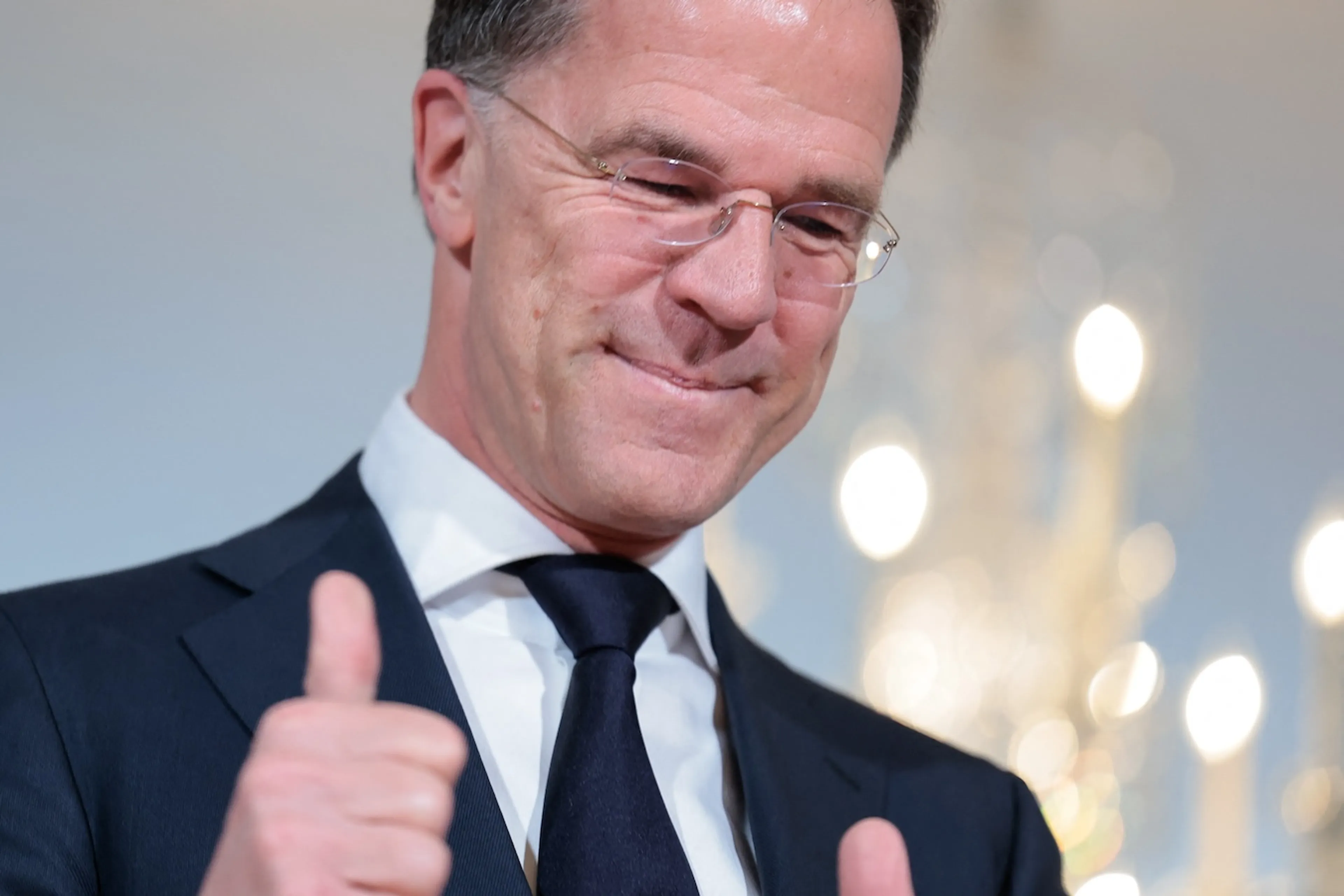 Secretaris-generaal van de NAVO Mark Rutte tijdens zijn bezoek aan president van de VS Donald Trump.